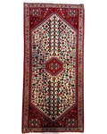 Tappeto persiano Abadeh 151x74 cm avorio e rosso geometrico