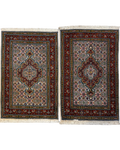 Coppia di scendiletto Mood misto seta 90x60 cm con medaglione centrale e motivi floreali