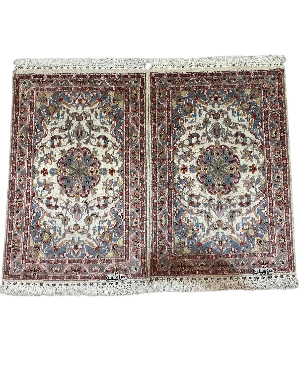 Coppia di tappeti Islamabad usati 90x60 cm con disegno floreale e medaglione centrale
