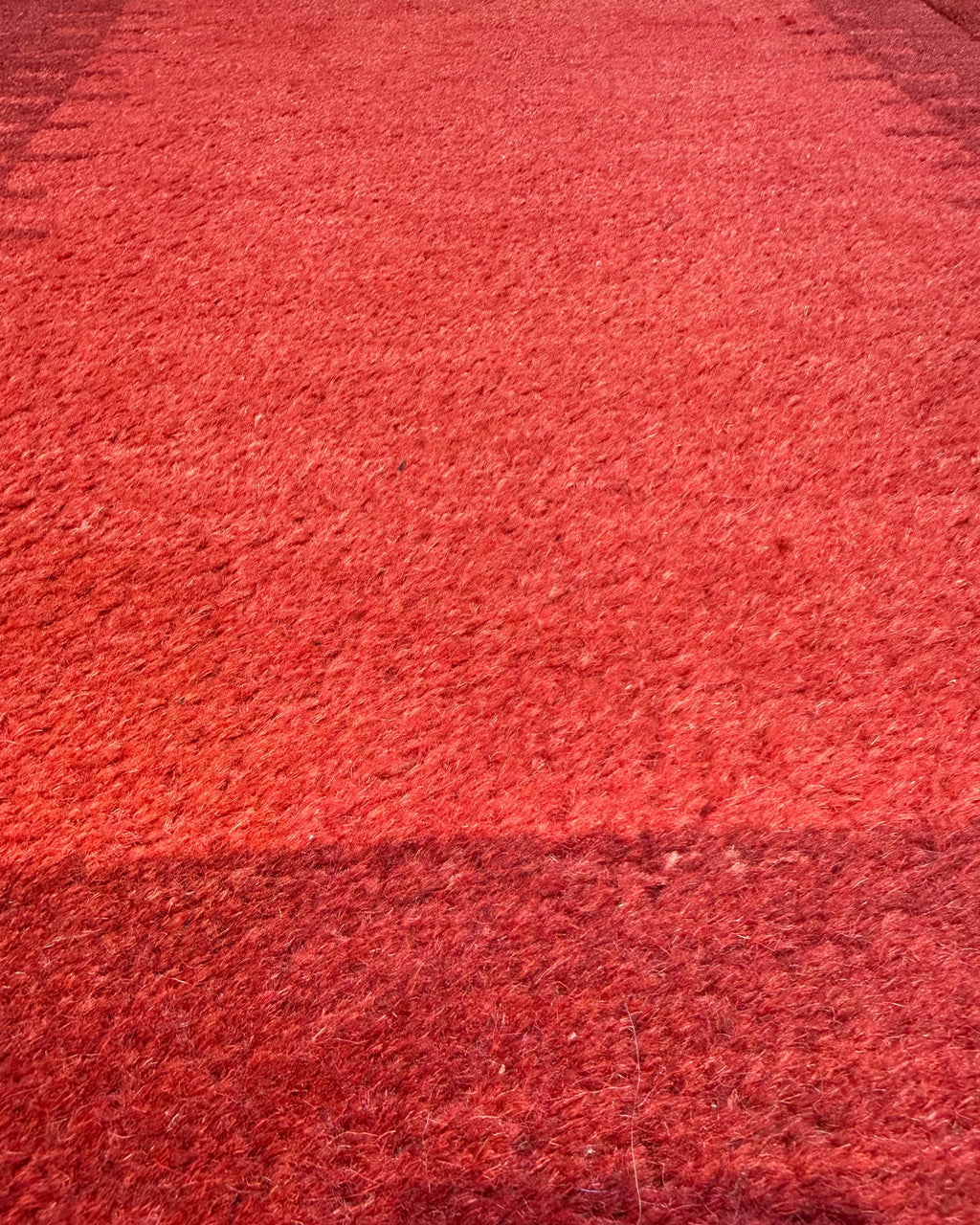 Gabbeh 90x60 cm - coppia di scendiletto in lana rossa con motivo geometrico minimalista