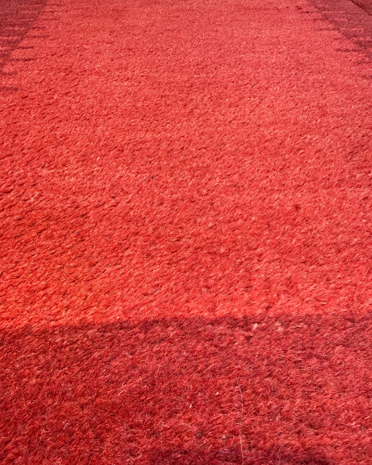 Gabbeh 90x60 cm - coppia di scendiletto in lana rossa con motivo geometrico minimalista