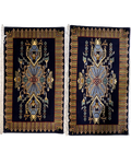 Kashan 95x54 cm - coppia di scendiletto persiani annodati a mano con fondo blu scuro
