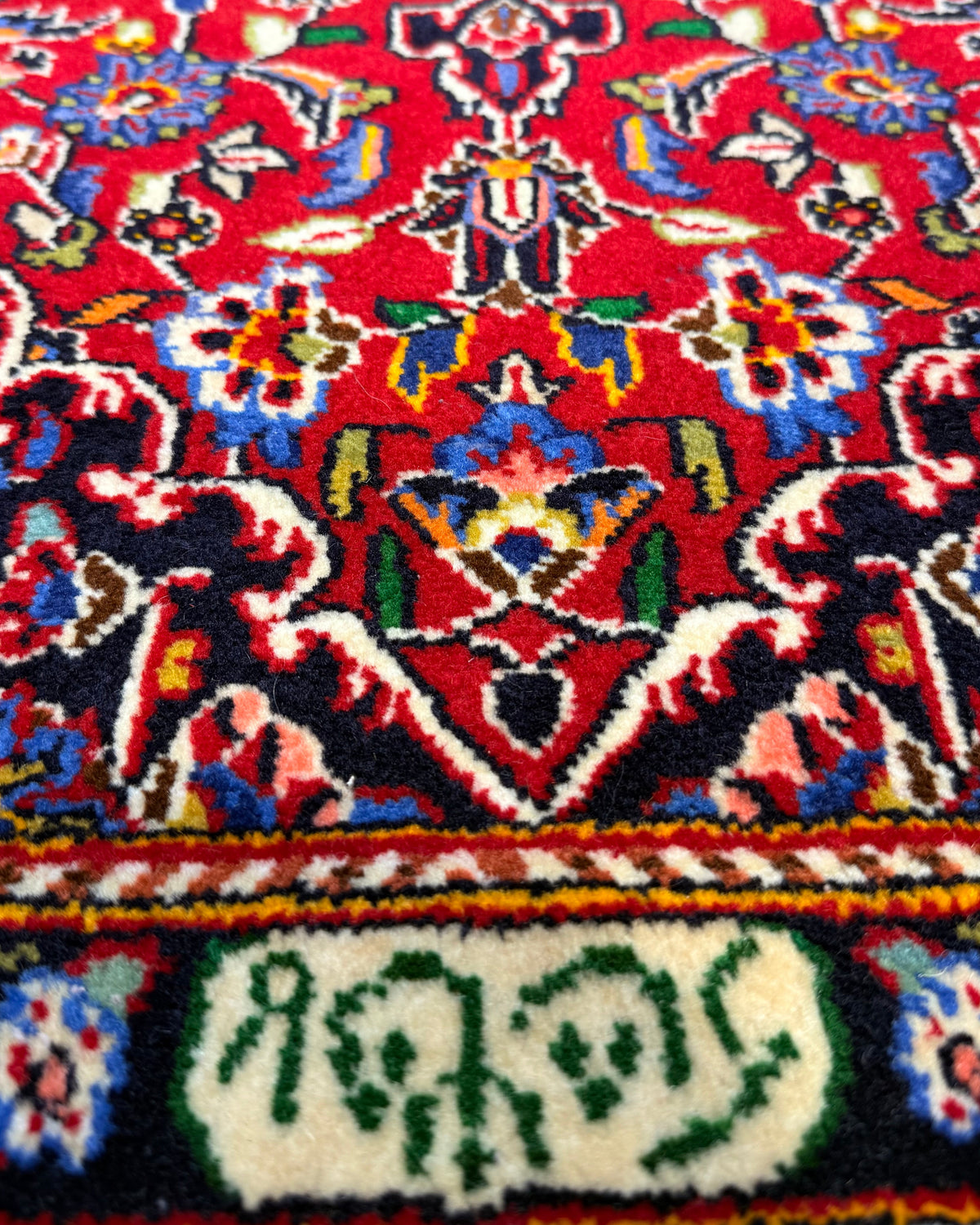 Tappeto persiano Kashan Shad Sar 131x70 cm rosso annodato a mano