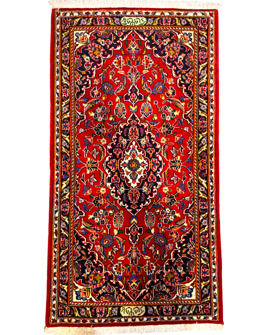 Tappeto persiano Kashan Shad Sar 131x70 cm rosso annodato a mano