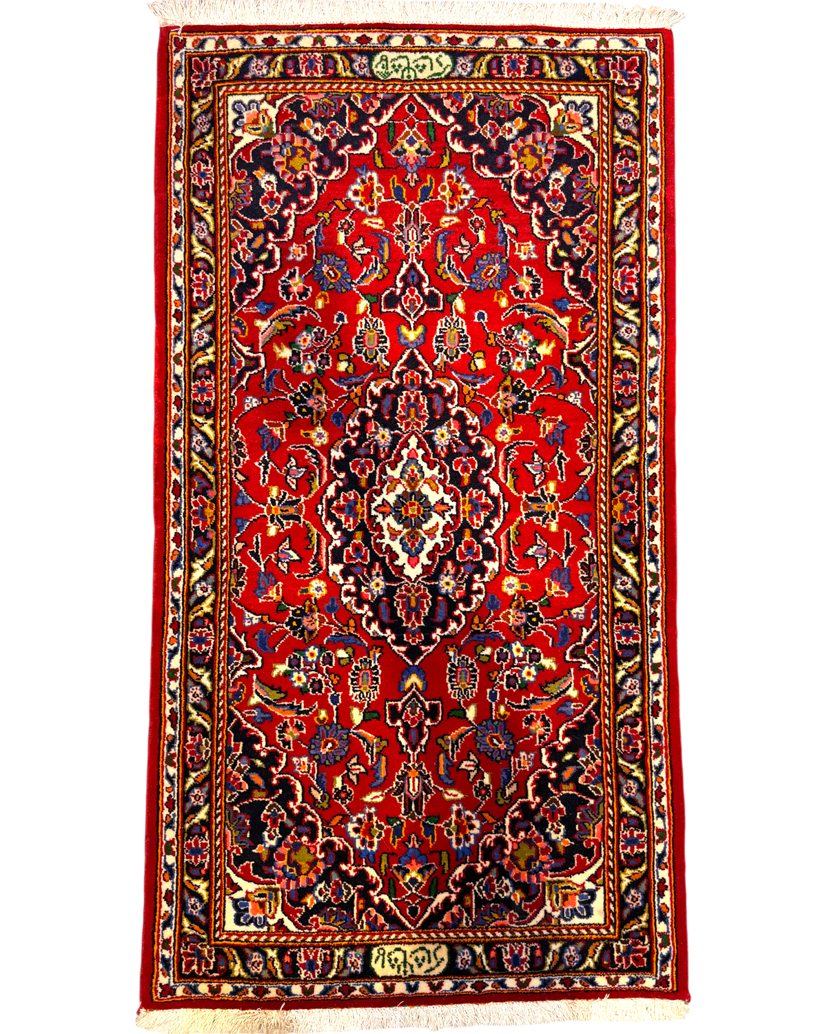 Tappeto persiano Kashan Shad Sar 131x70 cm rosso annodato a mano