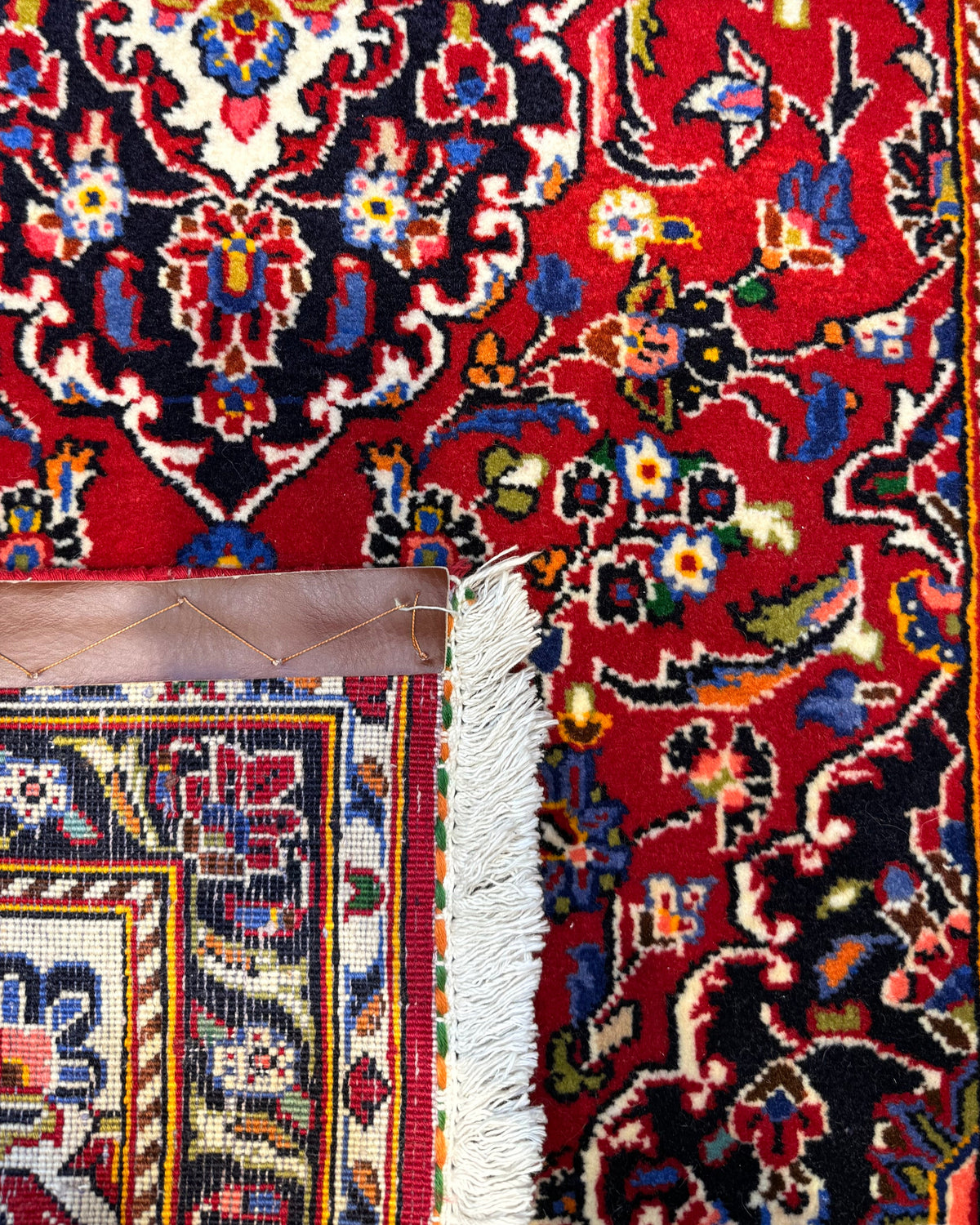 Tappeto persiano Kashan Shad Sar 131x70 cm rosso annodato a mano
