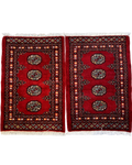 Kashmir 90x60 cm, coppia di scendiletto rossi con medaglioni geometrici