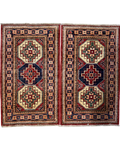 Kazak 96x57 cm - coppia di scendiletto annodati a mano con medaglioni geometrici