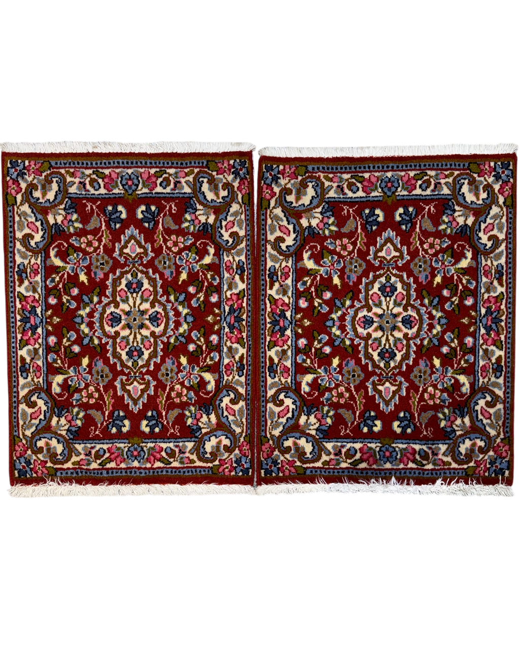 Kerman Raver 80x60 cm, coppia di scendiletto rossi con raffinati motivi floreali