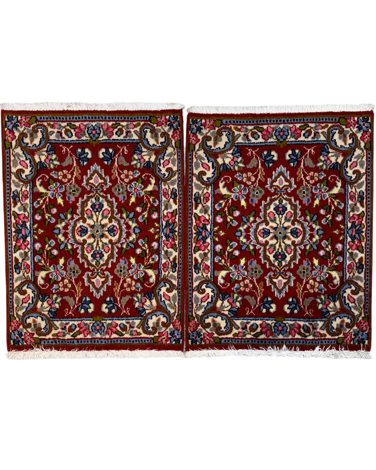 Kerman Raver 80x60 cm, coppia di scendiletto rossi con raffinati motivi floreali