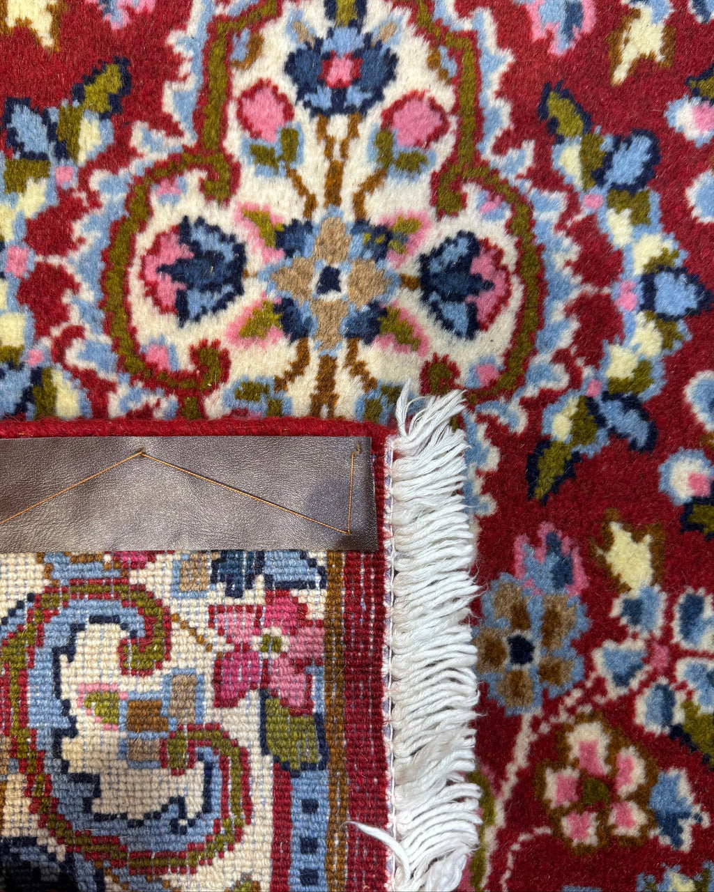 Kerman Raver 80x60 cm, coppia di scendiletto rossi con raffinati motivi floreali