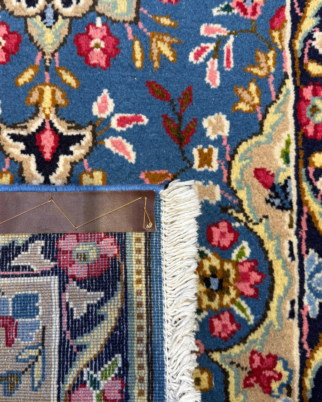 Tappeto persiano Kerman Raver 130x60 cm azzurro floreale