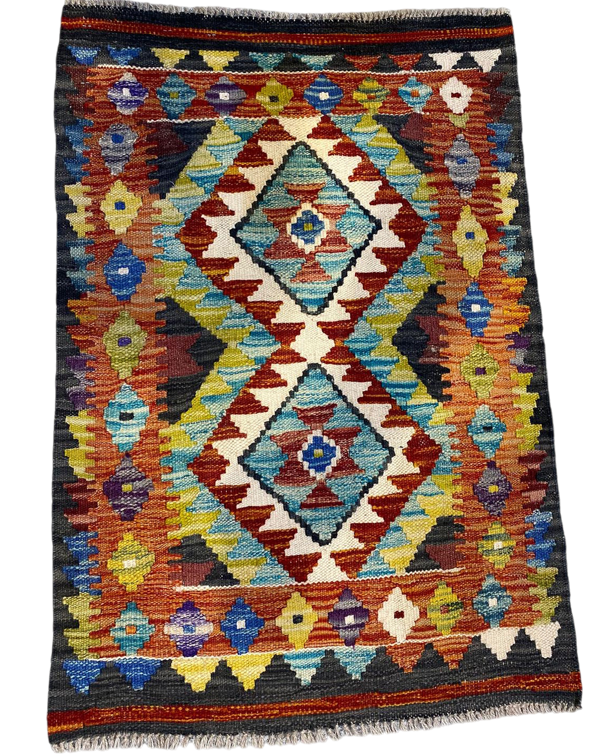 Kilim usato 85x59 cm multicolore con motivi geometrici