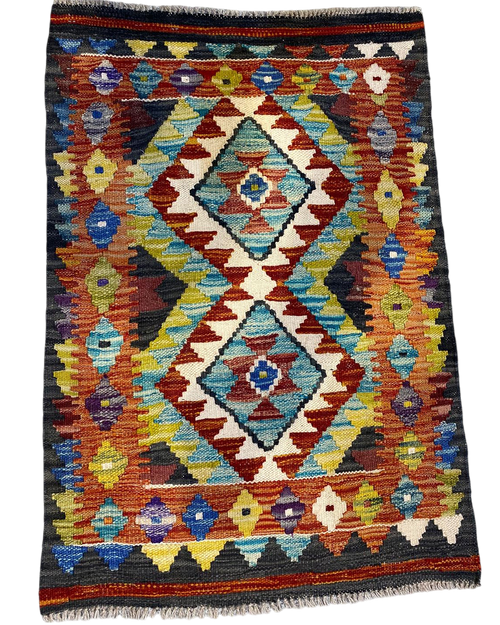 Kilim usato 85x59 cm multicolore con motivi geometrici