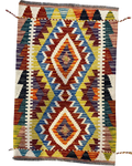 Kilim usato 91x60 cm multicolore con motivo geometrico a rombi