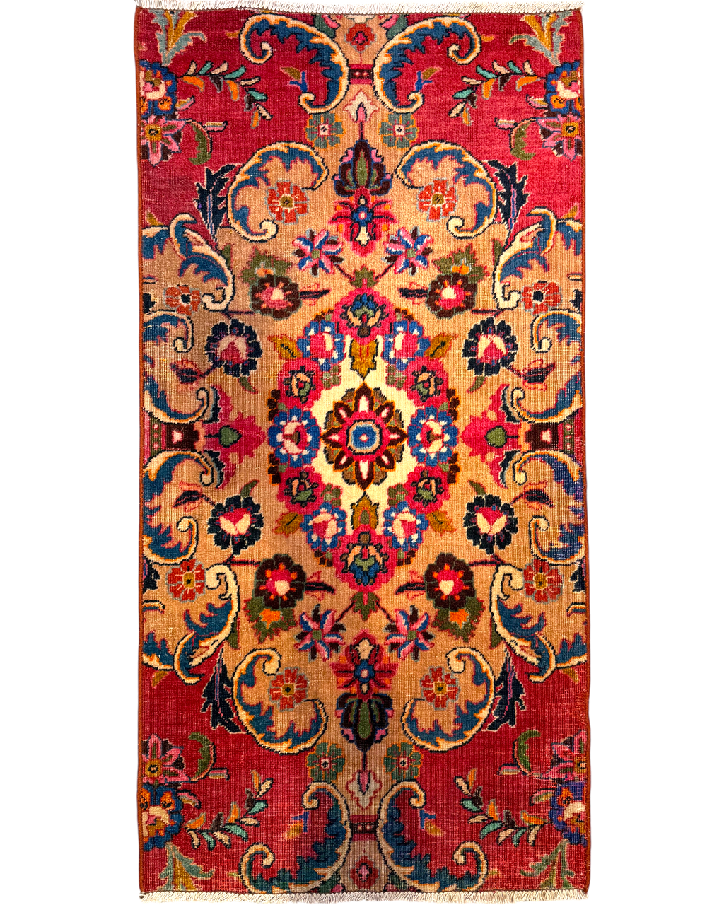 Tappeto persiano Mashad Custom 128x65 cm con disegno floreale