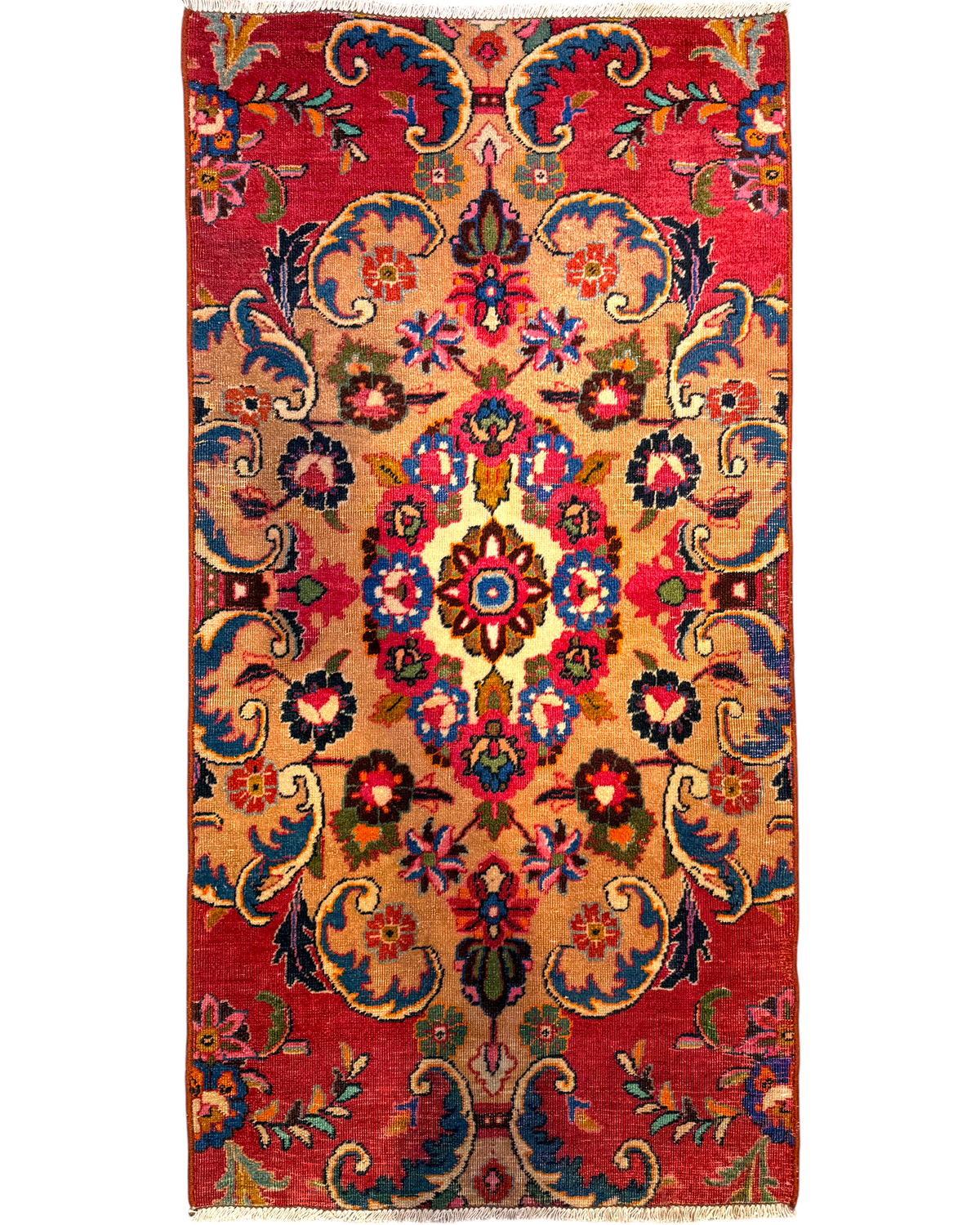 Tappeto persiano Mashad Custom 128x65 cm con disegno floreale