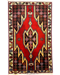 Tappeto persiano Mazlagan 126x77 cm rosso con disegno geometrico
