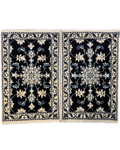 Nain 85x55 cm, coppia di scendiletto blu scuro e avorio con motivi floreali