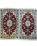 Nain 9La 95x53 cm, coppia di scendiletto bordeaux e avorio con medaglione e motivi floreali