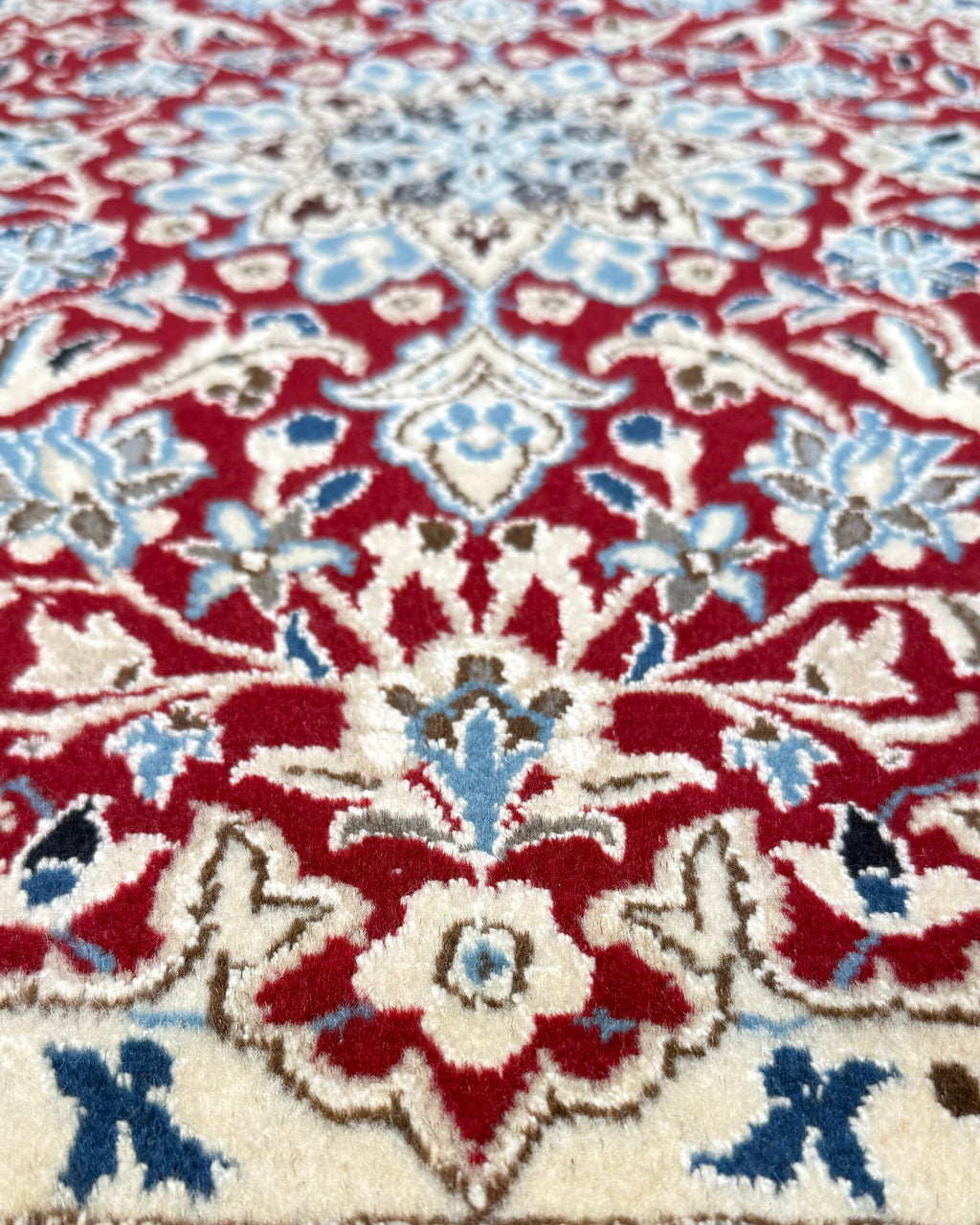 Nain misto seta 92x58 cm - scendiletto persiano bordeaux e avorio con medaglione floreale