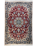 Nain misto seta 92x58 cm - scendiletto persiano bordeaux e avorio con medaglione floreale