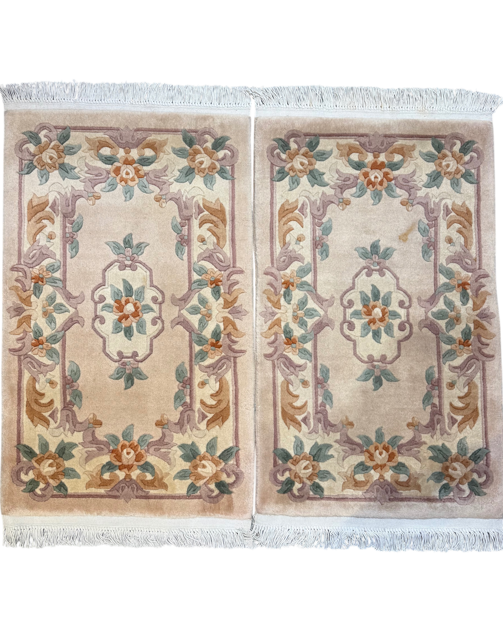 Coppia di scendiletto Pechino 100x60 cm beige con motivi floreali