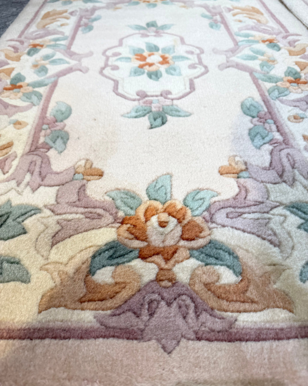 Coppia di scendiletto Pechino 100x60 cm beige con motivi floreali
