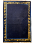 Pechino 92x62 cm - scendiletto annodato a mano blu scuro con bordura geometrica