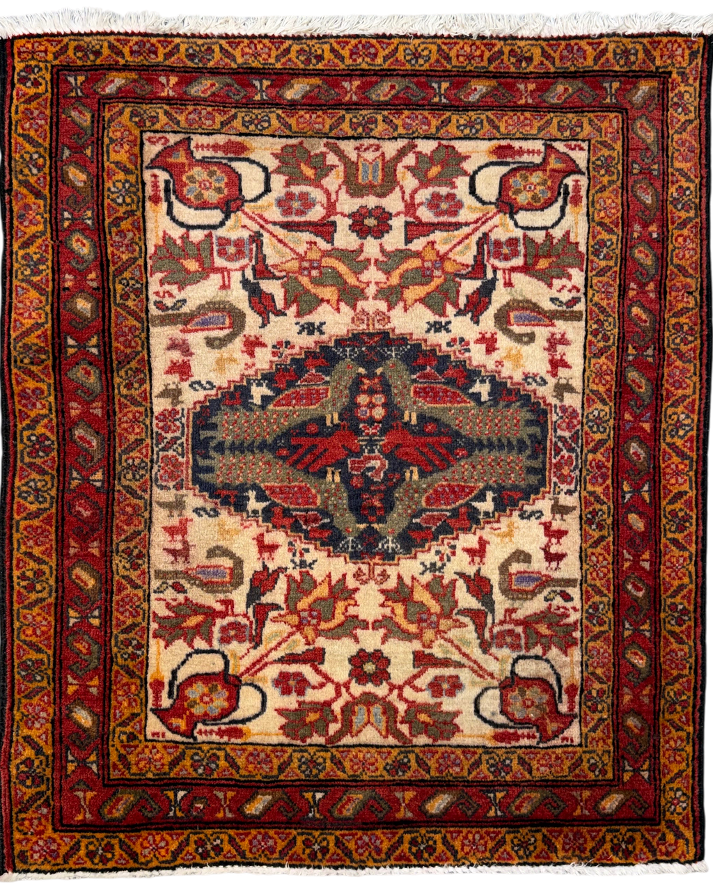 Qassemabad 84x71 cm - scendiletto persiano annodato a mano con motivi geometrici e floreali