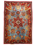 Tappeto persiano Qom azzurro 120x80 cm con medaglione floreale