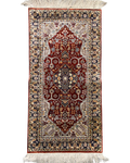 Scendiletto Berkana in seta 121 × 62 cm con motivo floreale rosso, avorio e blu