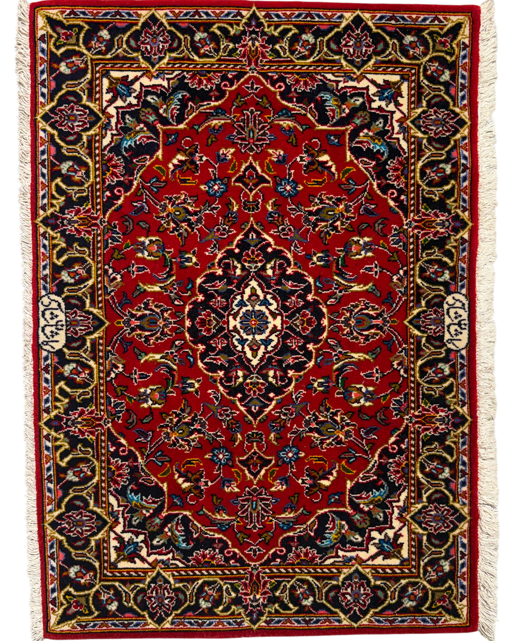 Scendiletto Kashan Shad Sar 70x100 cm rosso con medaglione centrale e motivi floreali