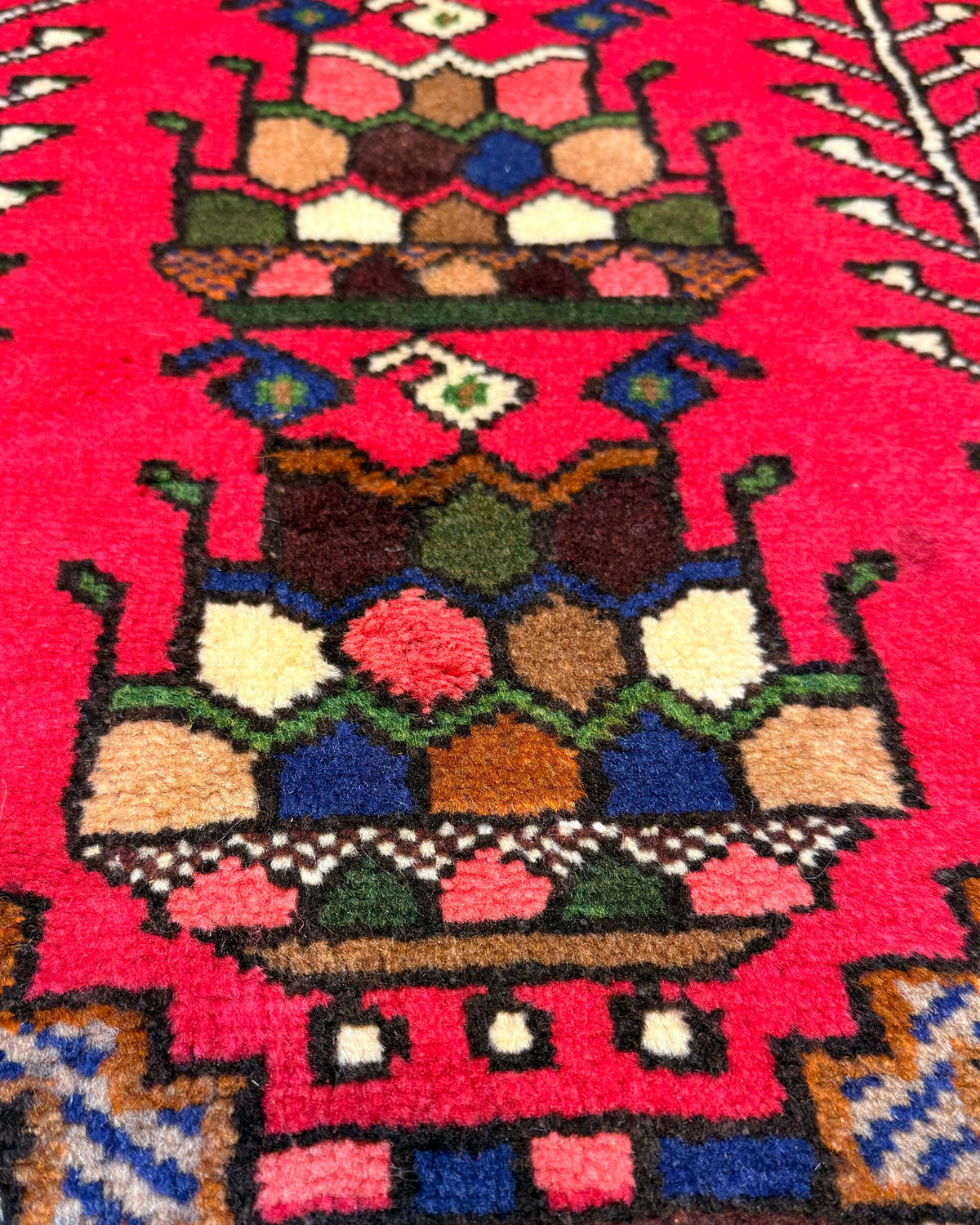 Tappeto persiano Shahsavan 125x77 cm rosso a motivi geometrici