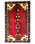 Tappeto persiano Shahsavan 125x77 cm rosso a motivi geometrici