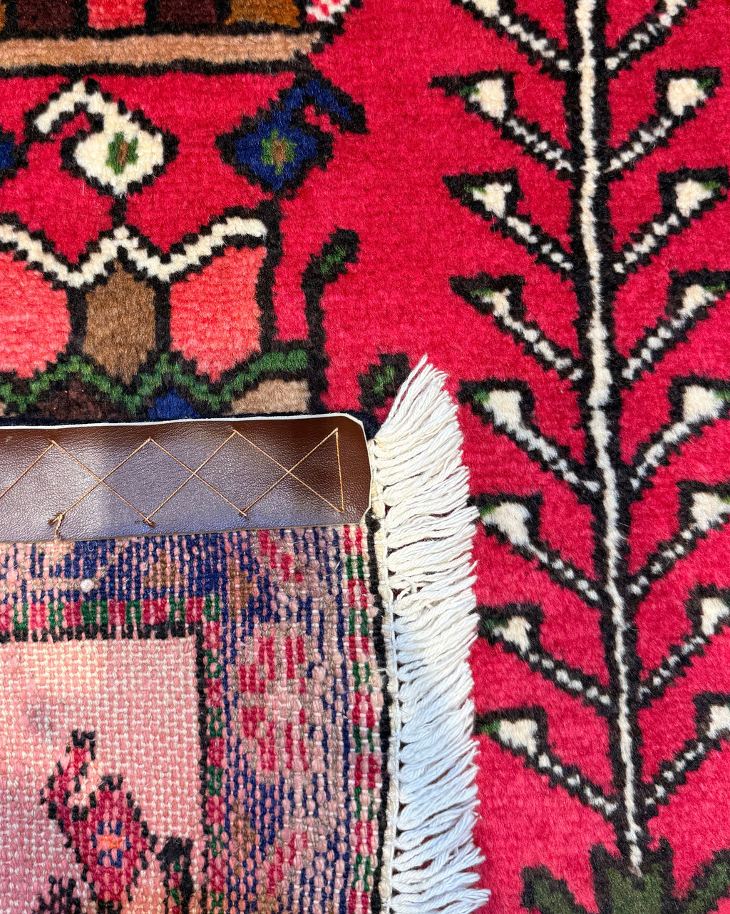 Tappeto persiano Shahsavan 125x77 cm rosso a motivi geometrici