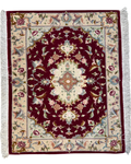 Tabriz 60 Raj 75x90 cm, scendiletto bordeaux con medaglione centrale avorio e motivi floreali