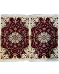 Tabriz 60 Raj misto seta 90x60 cm - coppia di scendiletto persiani con fondo bordeaux e motivi floreali