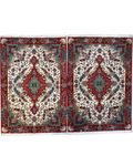 Tabriz 60 Raj misto seta 90x60 cm, coppia di scendiletto con medaglione rosso e motivi floreali