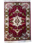 Tappeto persiano Tabriz 60 Raj misto seta 91x60 cm bordeaux con medaglione floreale