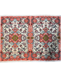 Tabriz 60 Raj misto seta 91x61 cm - coppia di scendiletto persiani corallo e avorio con motivo floreale