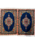 Tabriz 60 Raj misto seta 95x64 cm - coppia di scendiletto persiani blu e salmone con medaglione floreale