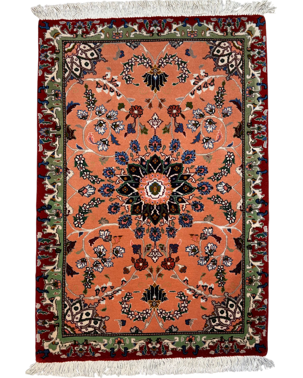 Tappeto persiano Tabriz 60 Raj misto seta 97x65 cm con medaglione floreale
