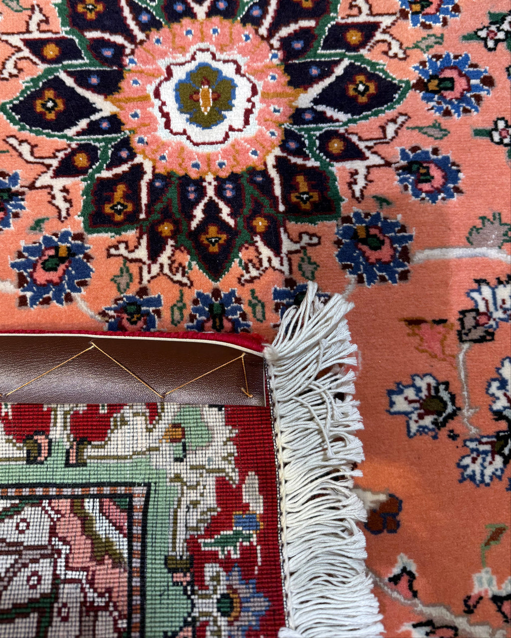 Tappeto persiano Tabriz 60 Raj misto seta 97x65 cm con medaglione floreale