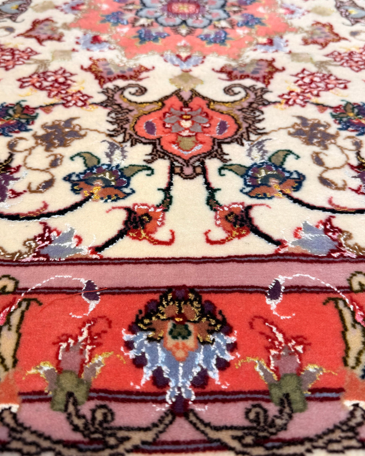 Tappeto persiano Tabriz 60 Raj misto seta quadrato 100x100 cm con medaglione floreale