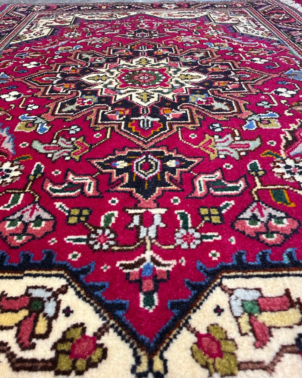 Tabriz 90x60 cm - coppia di scendiletto persiani rossi con medaglione centrale