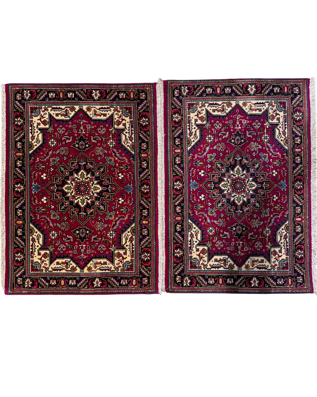 Tabriz 90x60 cm - coppia di scendiletto persiani rossi con medaglione centrale
