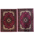 Tabriz 90x60 cm - coppia di scendiletto persiani rossi con medaglione centrale