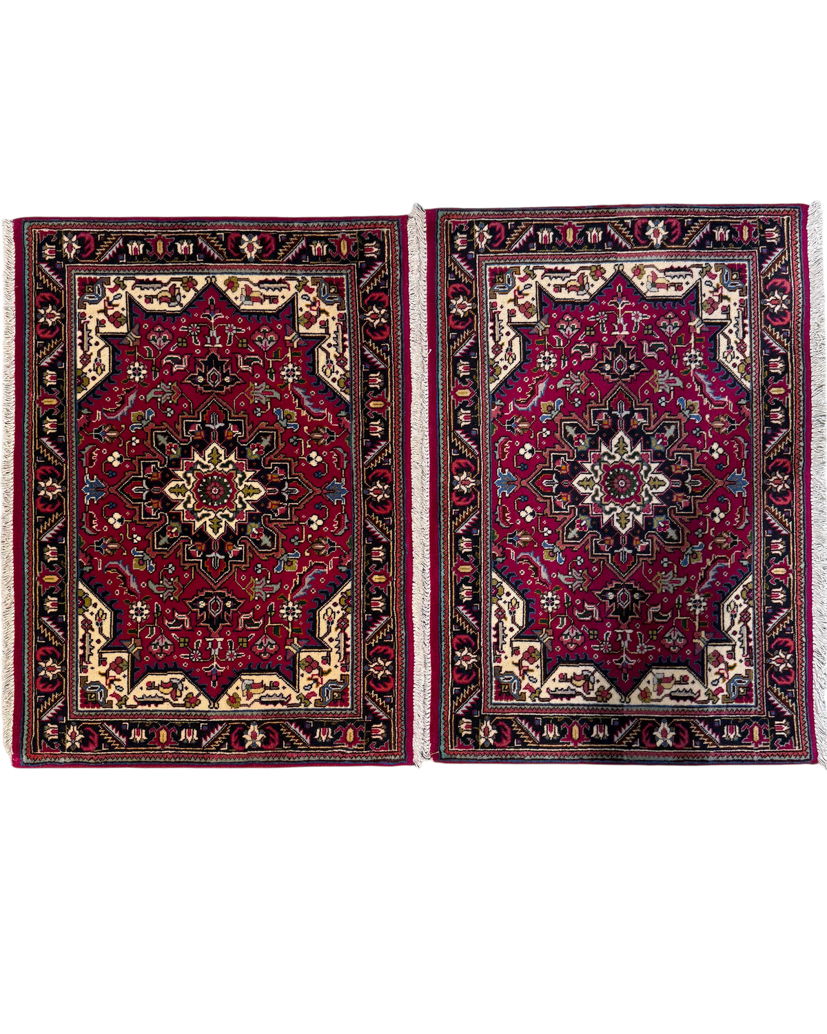 Tabriz 90x60 cm - coppia di scendiletto persiani rossi con medaglione centrale