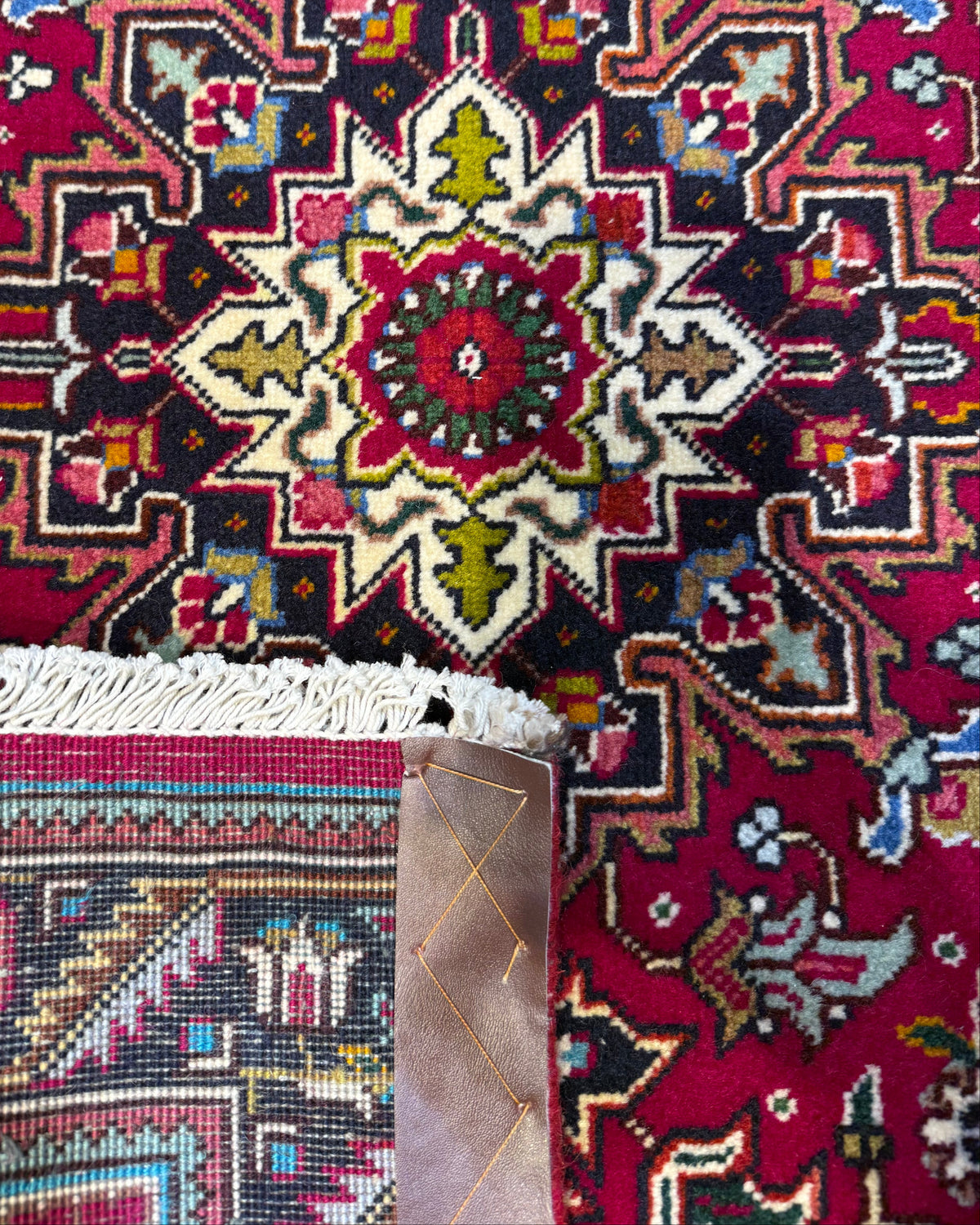 Tabriz 90x60 cm - coppia di scendiletto persiani rossi con medaglione centrale